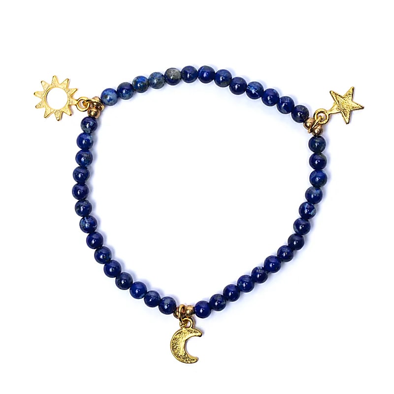 Kugelarmband Lapislazuli Sonne, Mond & Stern
