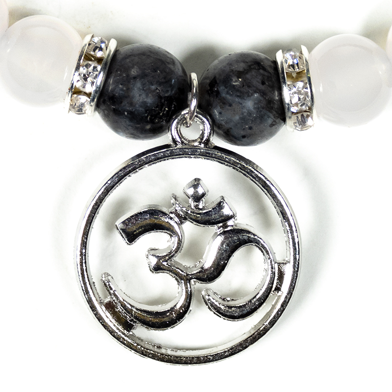 Labradorit-Friedensachat Armband mit OM