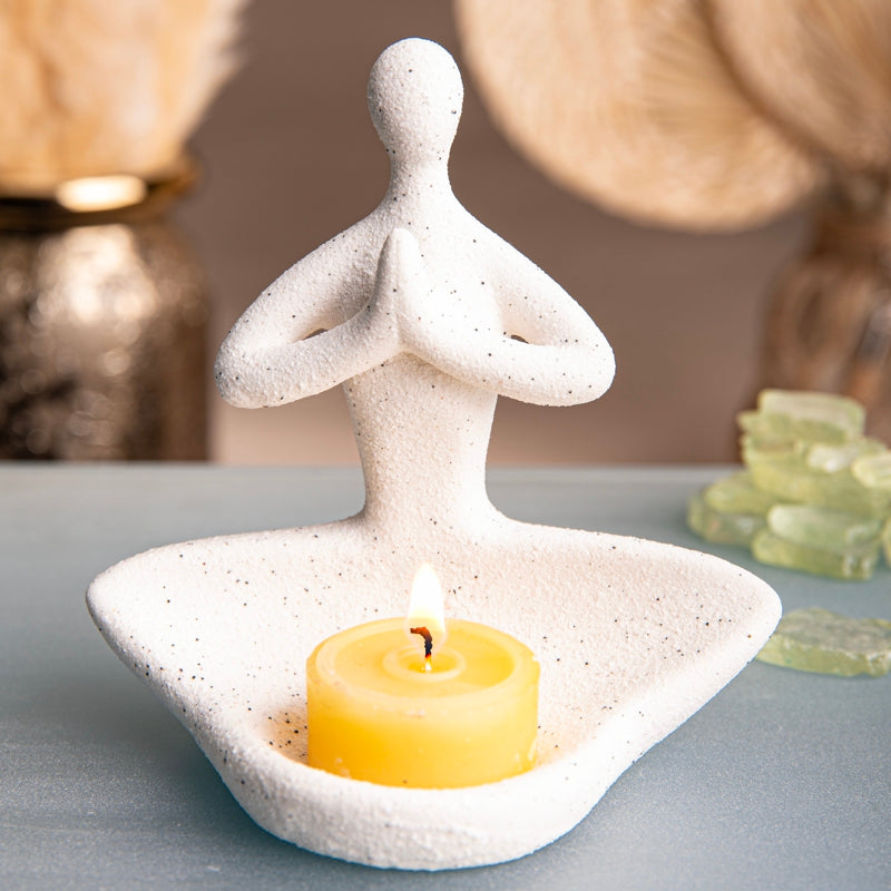 Yogi naturweiß Kerzen-/ Räucherhalter