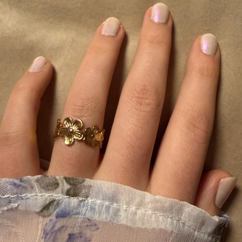 Blüten gold - Edelstahl-Ring