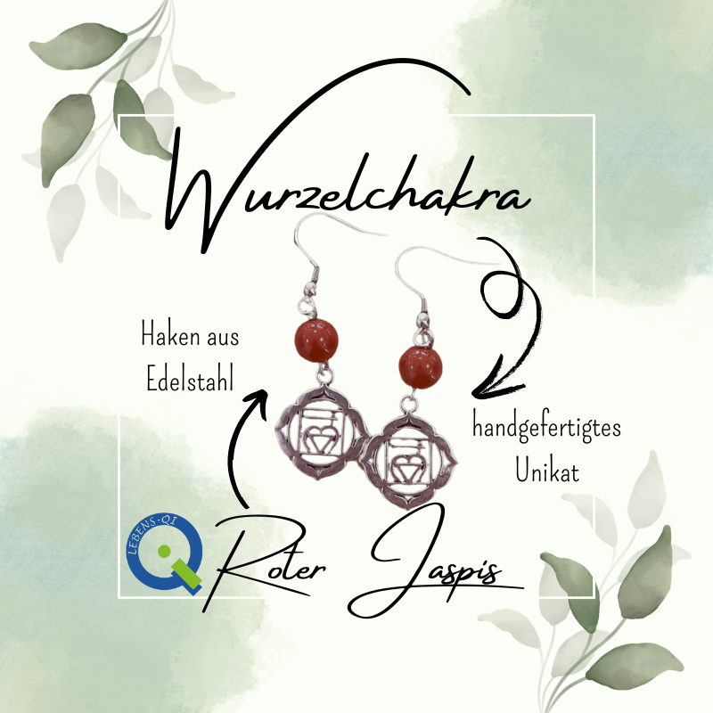 Wurzelchakra Ohrhaken mit rotem Jaspis