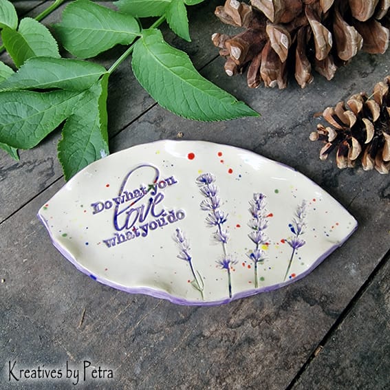 Seifenschale "Lavendel" in Blattform OHNE Loch