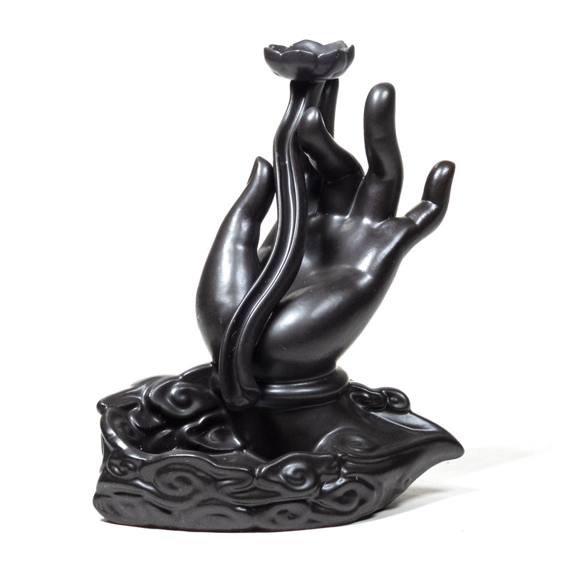 Hand mit Lotus - Backflow Kegelhalter