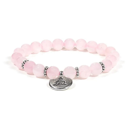 Rosenquarz Armband mit Buddha