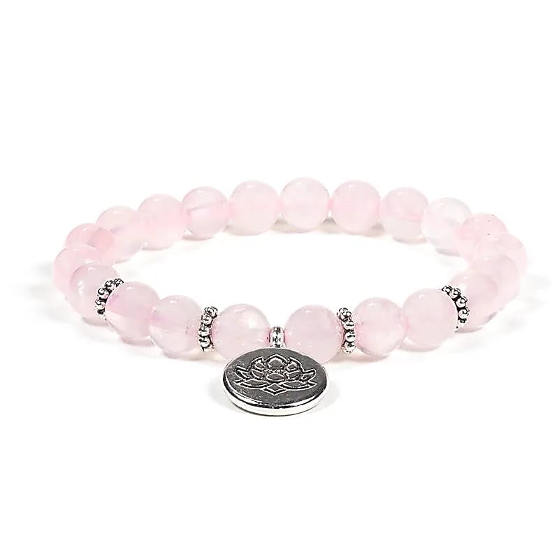 Rosenquarz Armband mit Lotus