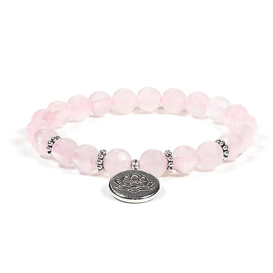Rosenquarz Armband mit Lotus