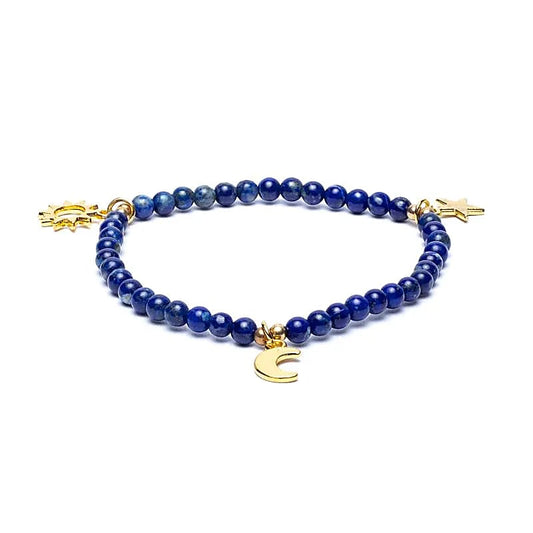 Kugelarmband Lapislazuli Sonne, Mond & Stern