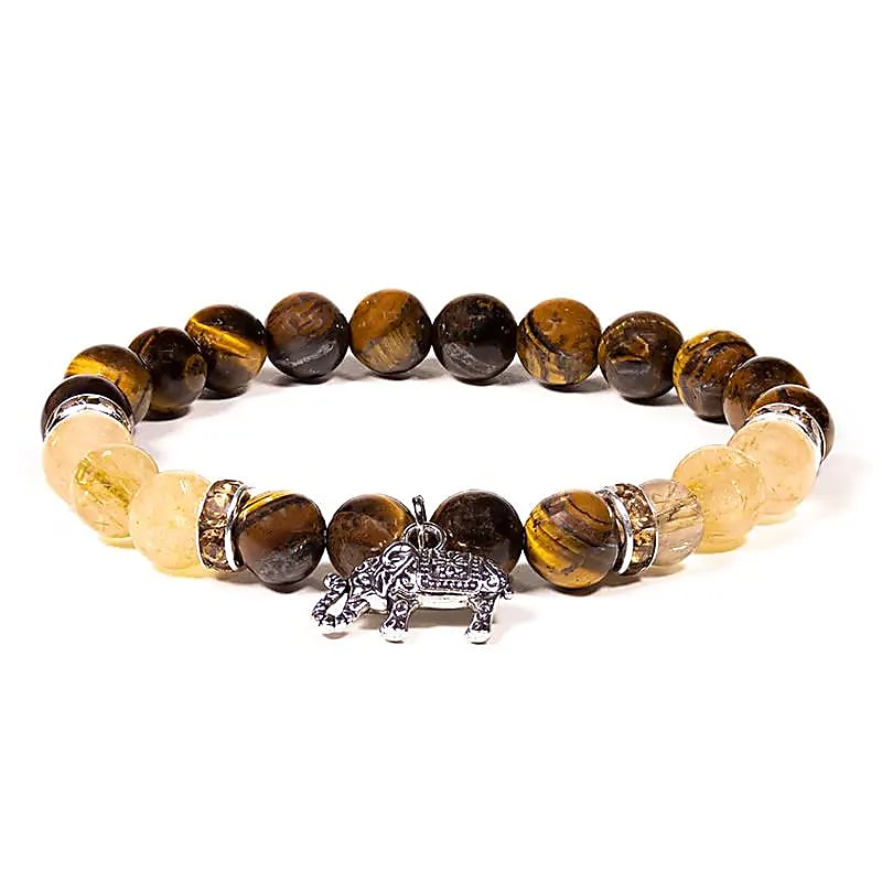 Tigerauge-Rutilquarz Armband mit Elefant