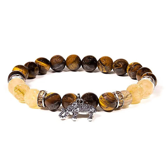 Tigerauge-Rutilquarz Armband mit Elefant