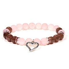 Rosenquarz-Erdbeerquarz Armband mit Herz