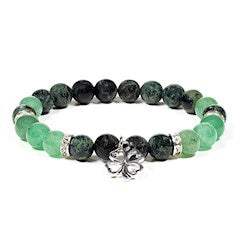 Kambaba Jaspis-Aventurin Armband mit Kleeblatt