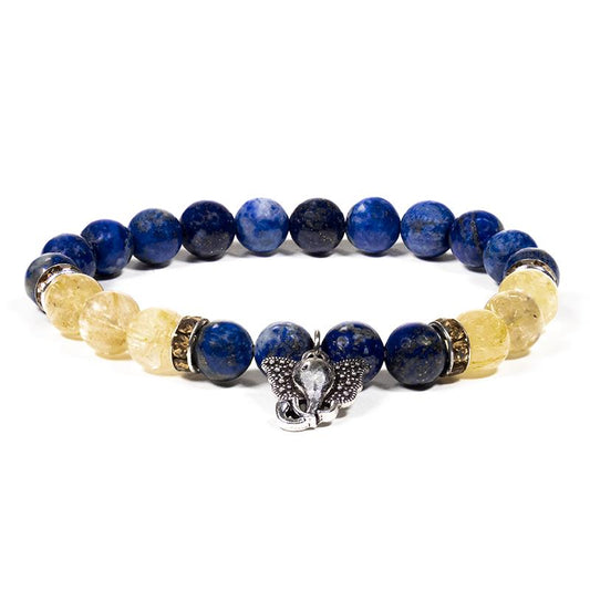 Lapislazuli-Rutilquarz Armband mit Ganesha