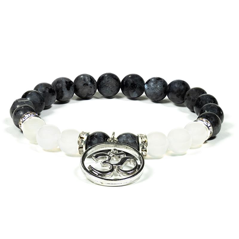 Labradorit-Friedensachat Armband mit OM