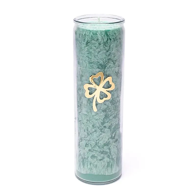 Kleeblatt Kerze mit Symbol im Glas
