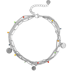 Coins bunt - Edelstahl-Fußkettchen