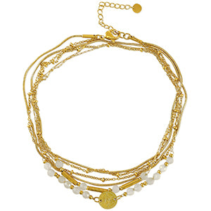 Goldenes Edelstahl-Fußkettchen mit weißen Steinen