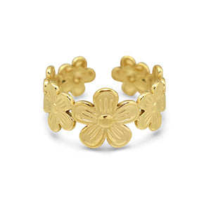 Blüten gold - Edelstahl-Ring