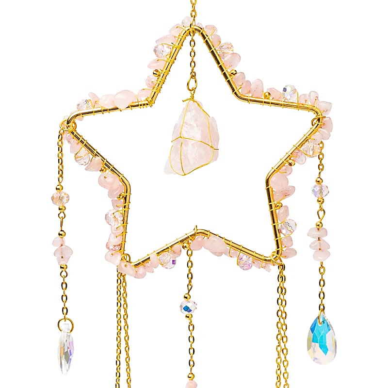 Stern mit Rosenquarz Suncatcher