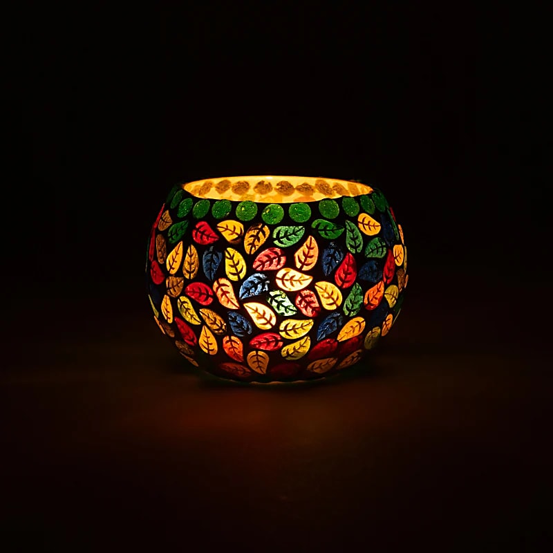 Mosaik Teelichthalter "Blätter"