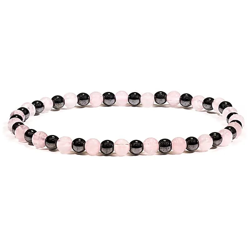 Kugelarmband Rosenquarz & Hämatit 4 mm
