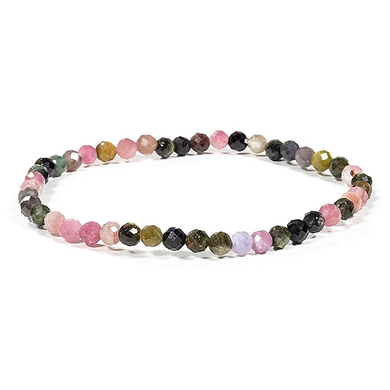 Kugelarmband facettierte bunte Turmaline 4 mm