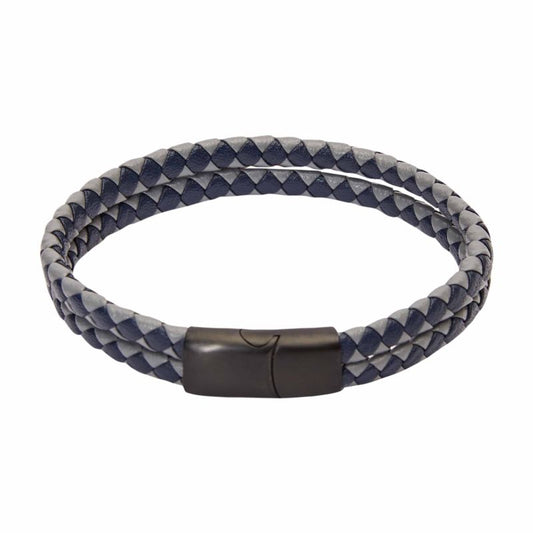 Leder-Armband blau doppelreihig - "Viro"