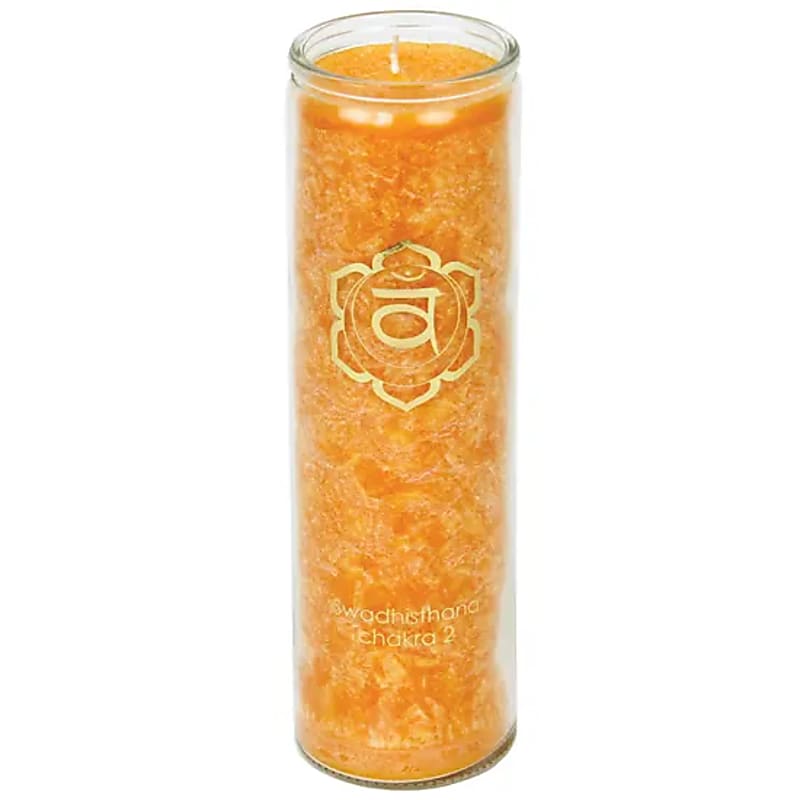 Sakralchakra-Duftkerze mit Symbol im Glas
