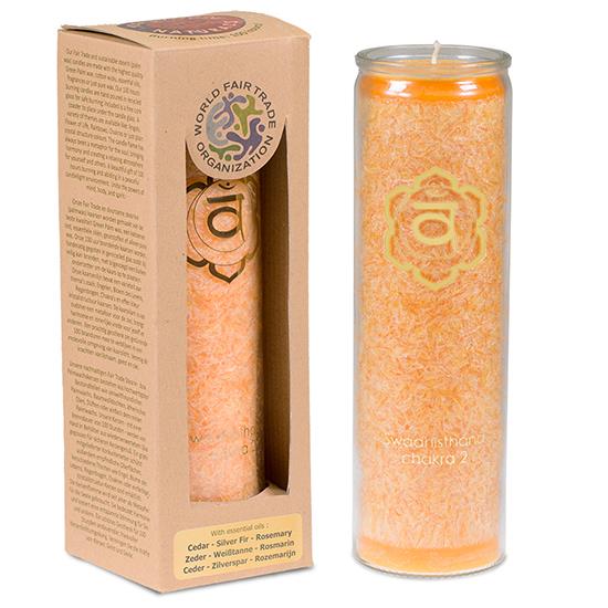 Sakralchakra-Duftkerze mit Symbol im Glas