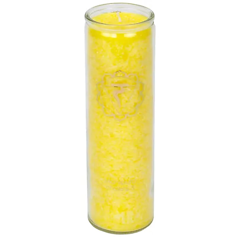 Solarplexuschakra-Duftkerze mit Symbol im Glas