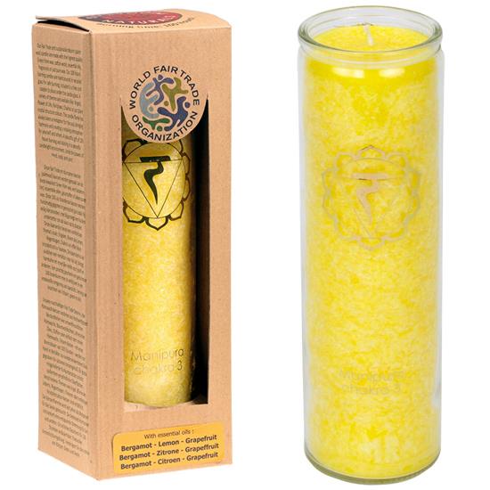 Solarplexuschakra-Duftkerze mit Symbol im Glas