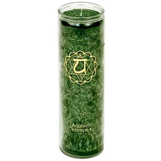 Herzchakra-Duftkerze mit Symbol im Glas