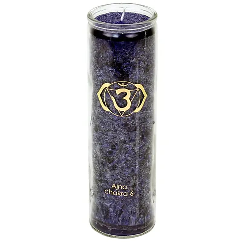 Stirnchakra-Duftkerze mit Symbol im Glas