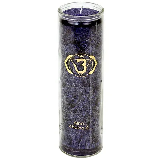 Stirnchakra-Duftkerze mit Symbol im Glas
