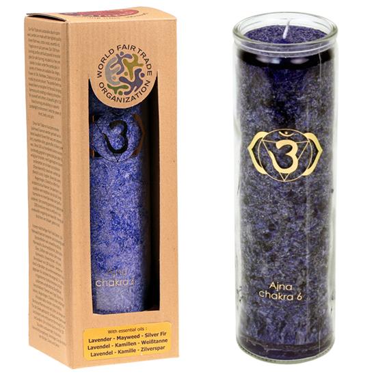 Stirnchakra-Duftkerze mit Symbol im Glas