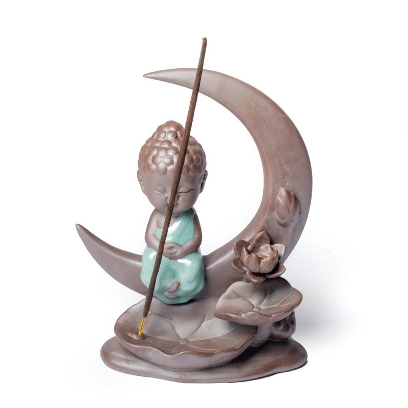 Kleiner Buddha mit Mond - Backflow Kegelhalter