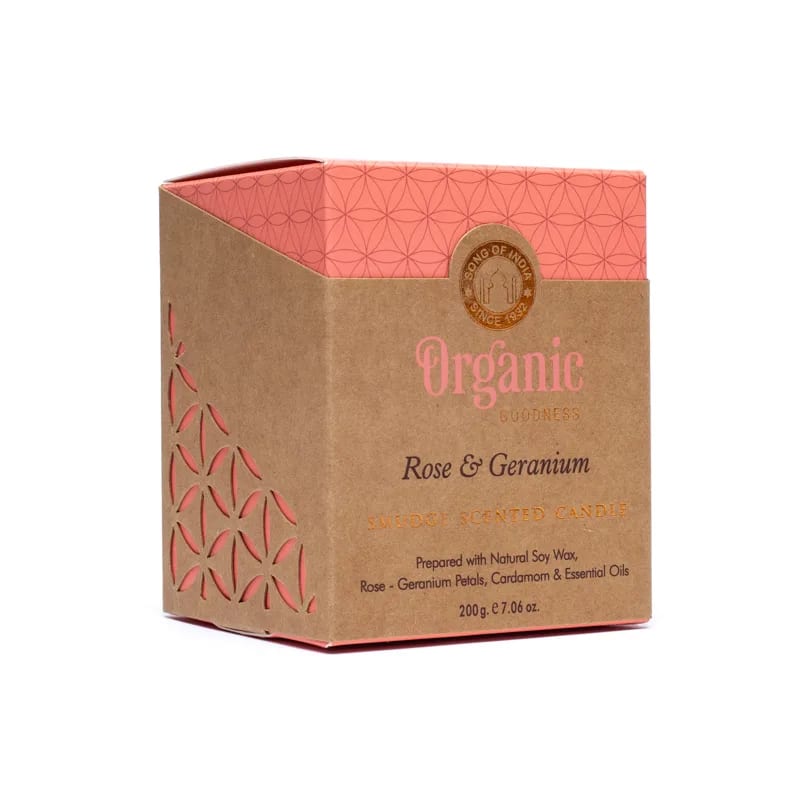 Organic Goodness Rose & Geranie - Duftkerze mit Räucherkräutern