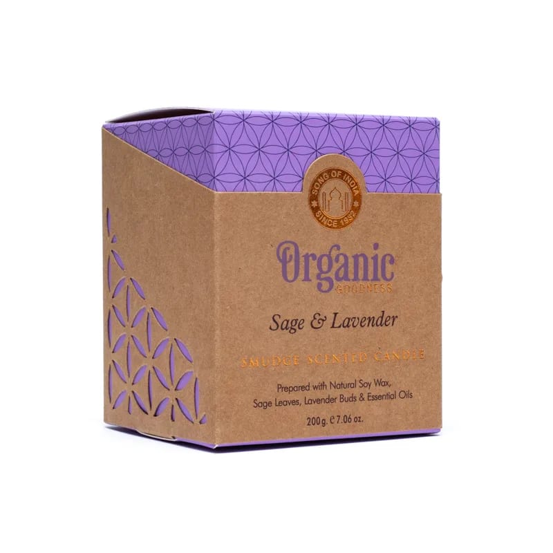 Organic Goodness Salbei & Lavendel - Duftkerze mit Räucherkräutern