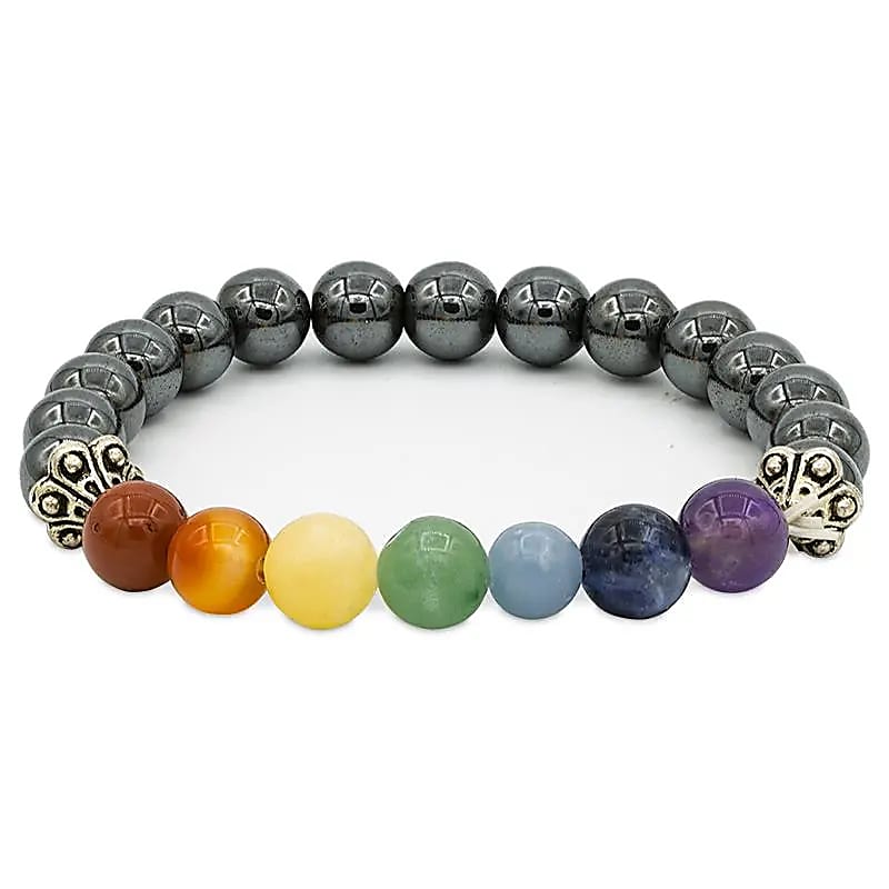 7-Chakra Armband mit Hämatit