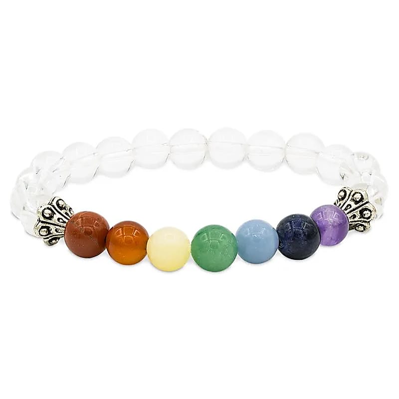 7-Chakra Armband mit Bergkristall