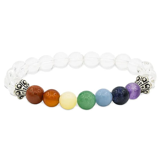 7-Chakra Armband mit Bergkristall