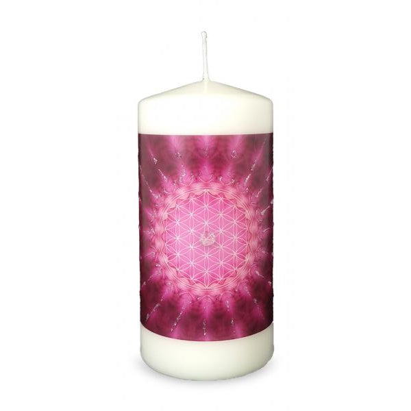 Blume des Lebens Energiekerze pink