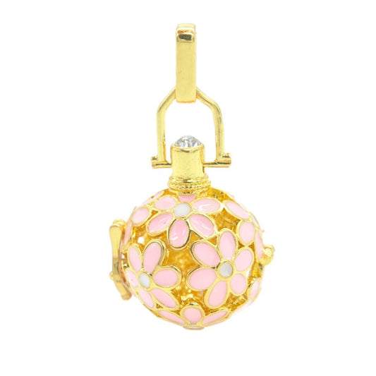 Blümchen-Anhänger gold-hellrosa