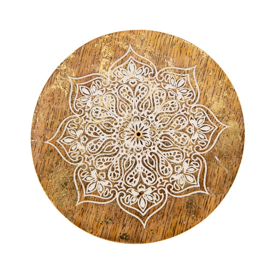 Mandala Räucherstäbchenhalter aus Mangoholz