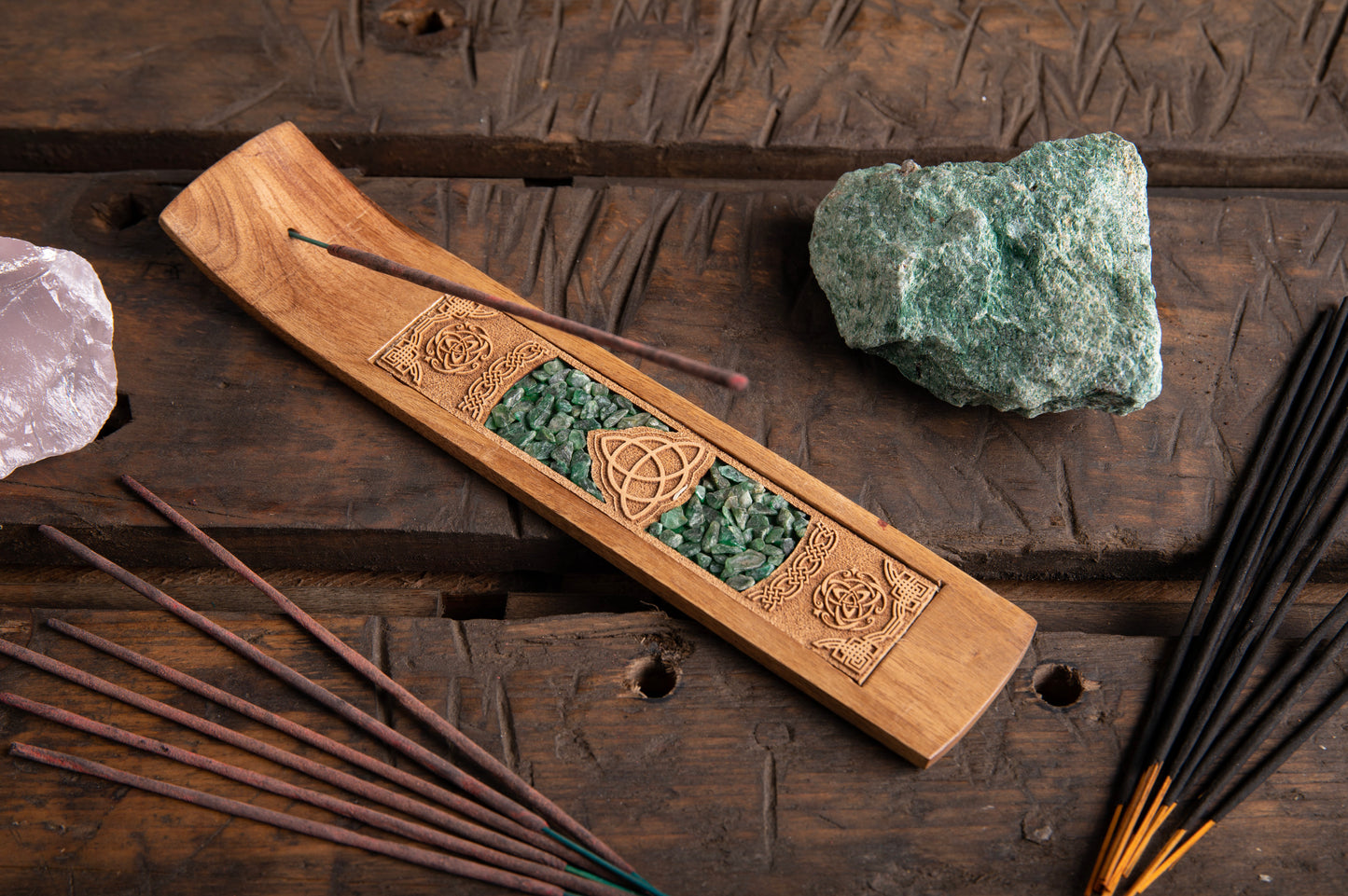 Keltischer Knoten Räucherstäbchenhalter mit Aventurin