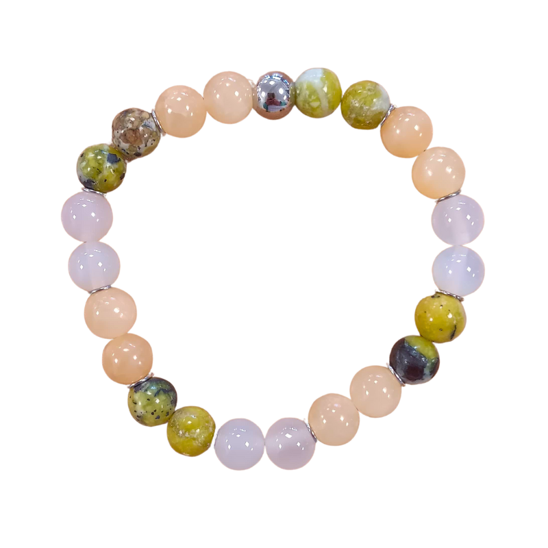 Stein Armband - Lizardit, Orangen-Calcit, Achat