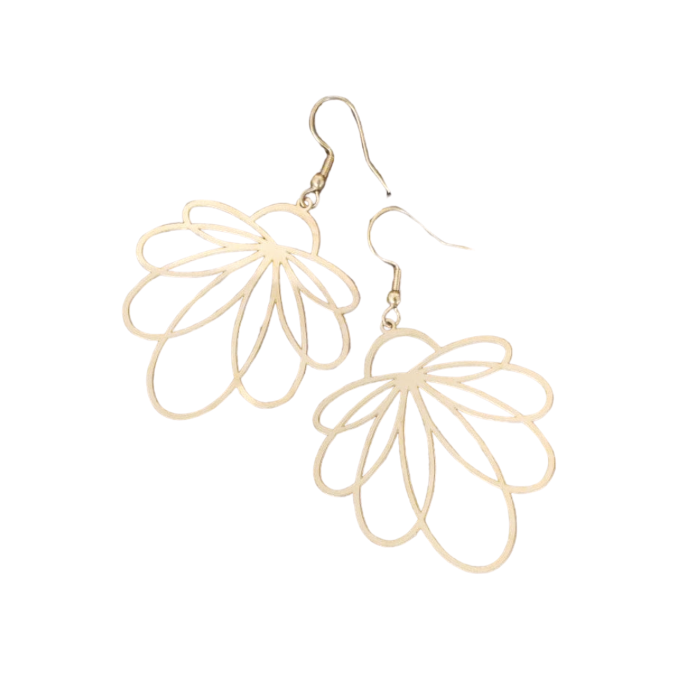 Blüte Edelstahl Ohrhaken gold