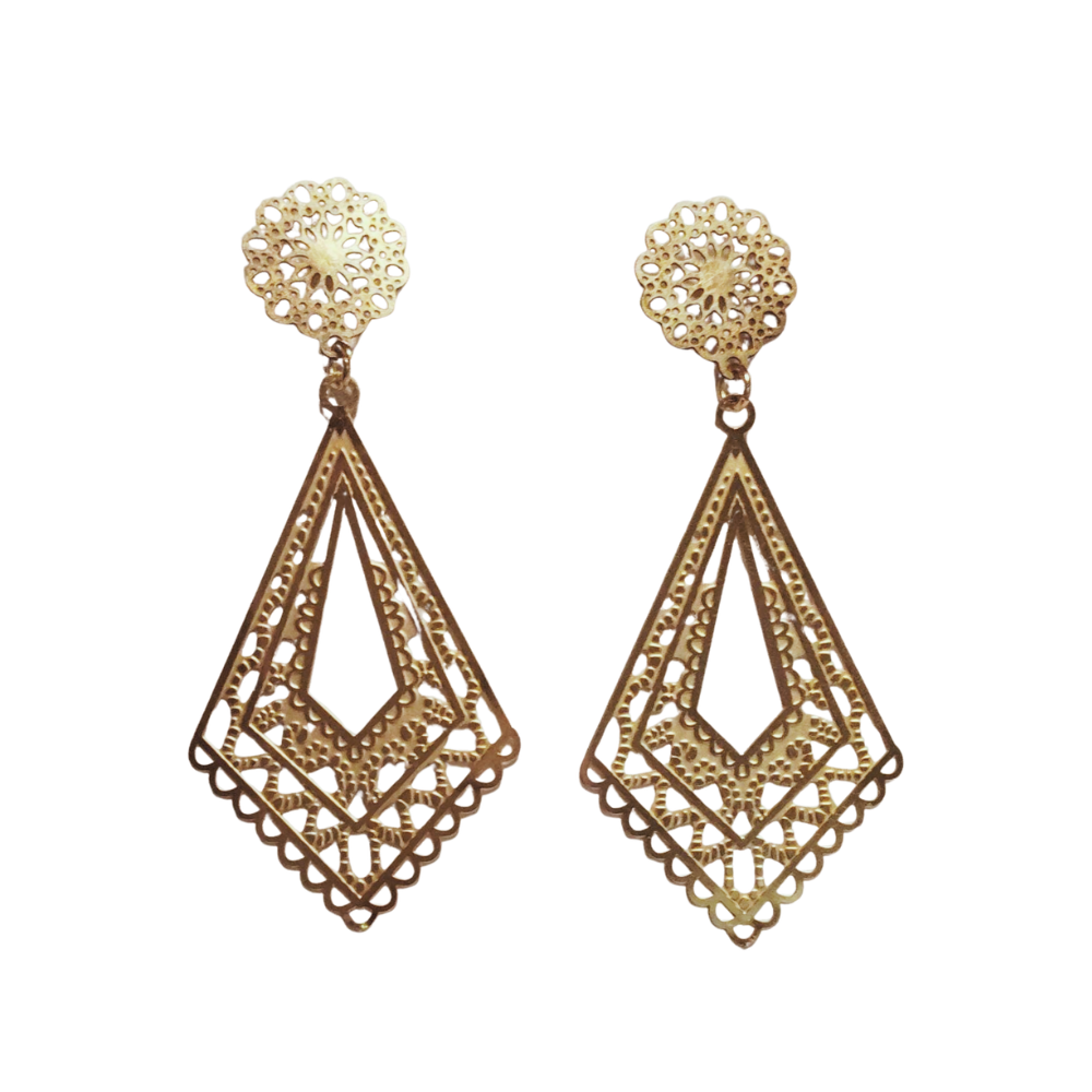 Mandala & Boho Deltoid Edelstahl Ohrstecker gold