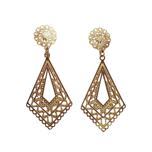 Mandala & Boho Deltoid Edelstahl Ohrstecker gold