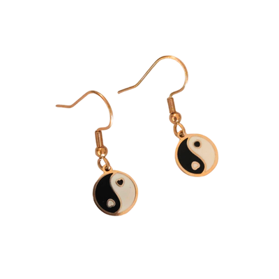 Yin Yang Edelstahl Ohrhaken gold