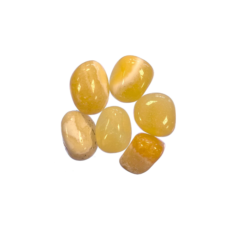 Orangencalcit Trommelstein